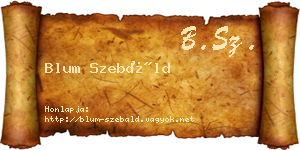Blum Szebáld névjegykártya